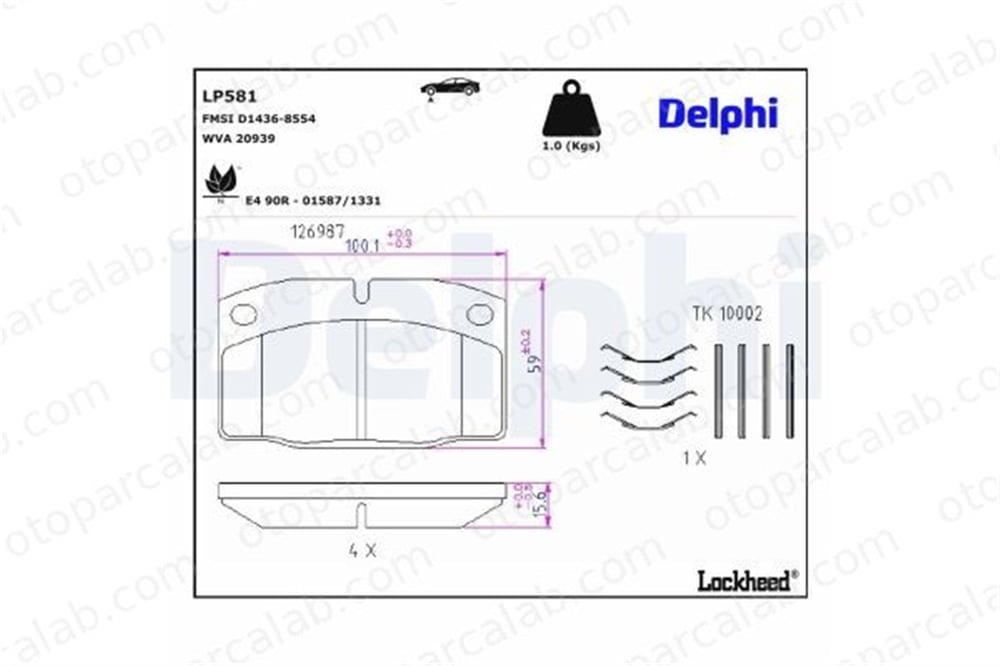 DELPHI LP581 Fren Disk Balata Ön OPEL KADETT E Hatchback KADETT E 1605586 1605731