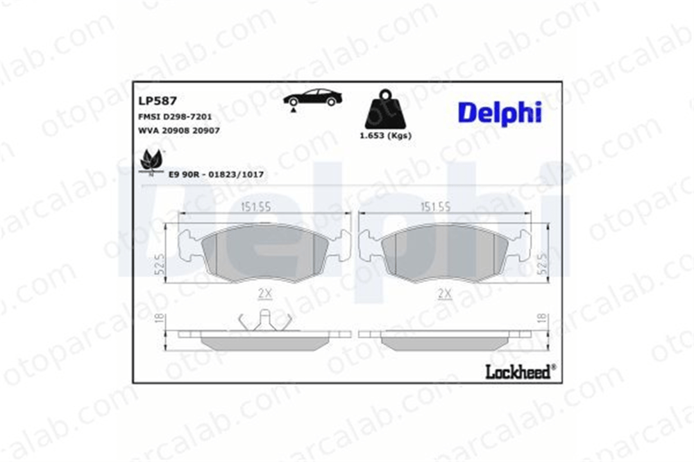 DELPHI LP587 Fren Disk Balata Ön FORD SIERRA II Turnier SIERRA II 1629697 1640755