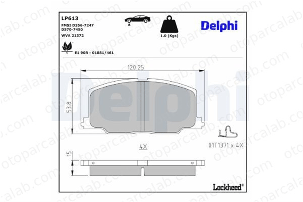 DELPHI LP613 Fren Disk Balata Ön TOYOTA COROLLA COROLLA Liftback 446512220 446520050