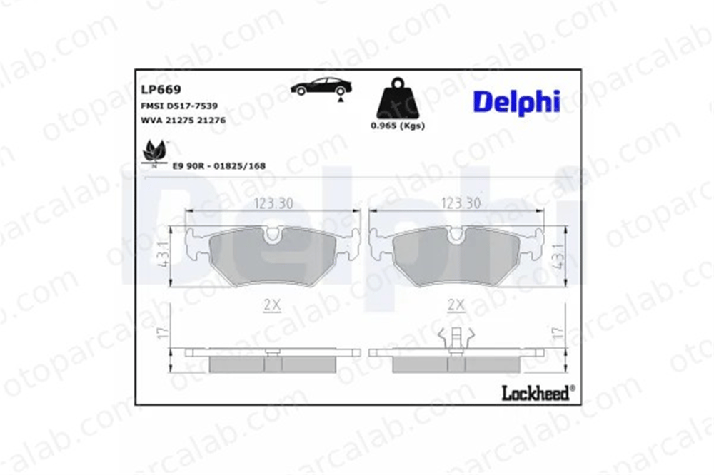 DELPHI LP669 Fren Disk Balata Arka JAGUAR XJ XJ Coupe JLM11114 JLM1833
