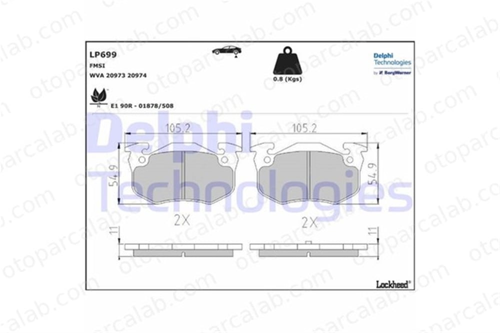 DELPHI LP699 Fren Disk Balata Arka RENAULT 19 II Chamade CLIO I 7701207034 425146