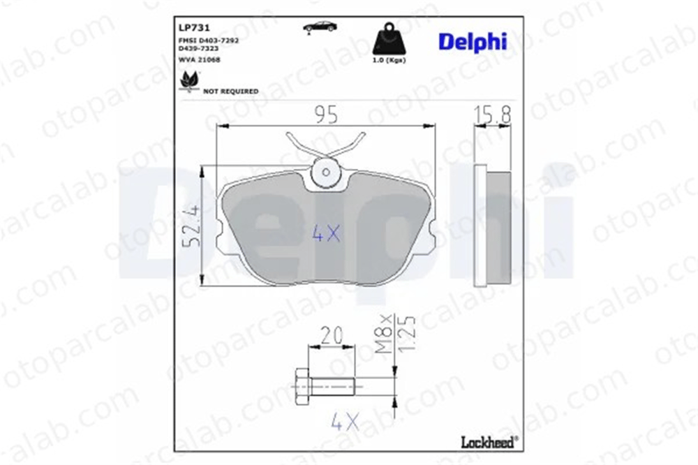 DELPHI LP731 Fren Disk Balata Ön BMW 3 MERCEDES-BENZ 190 14201020 001 420 1020