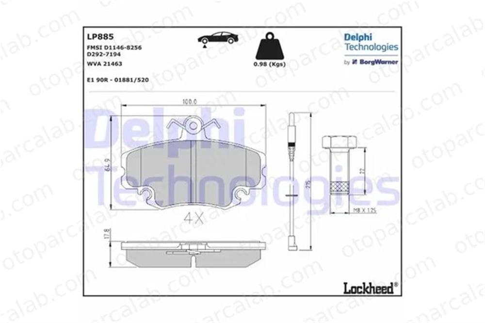 DELPHI LP885 Fren Disk Balata Ön RENAULT CLIO II 19 II Chamade 7701202848 7701202894