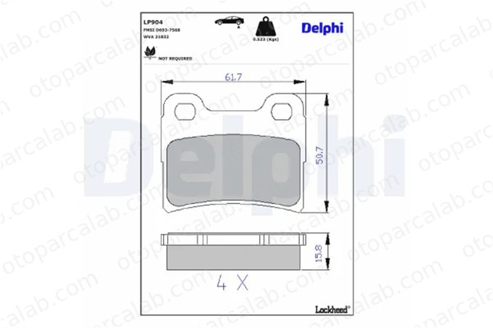 DELPHI LP904 Fren Disk Balata Arka FORD ESCORT V ESCORT V Turnier 6500959 7114005
