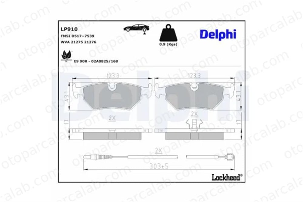 DELPHI LP910 Fren Disk Balata Arka FIAT ULYSSE CITROËN EVASION MPV 425112 425466