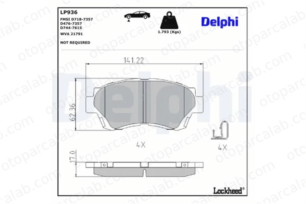 DELPHI LP936 Fren Disk Balata Ön TOYOTA CAMRY CAMRY Station wagon 446524010 446550080