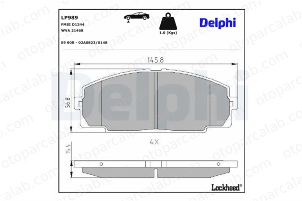 DELPHI LP989 Fren Disk Balata Ön TOYOTA HIACE IV Minibüs/Otobüs HIACE IV Panelvan/Van 446525040 04465-25040