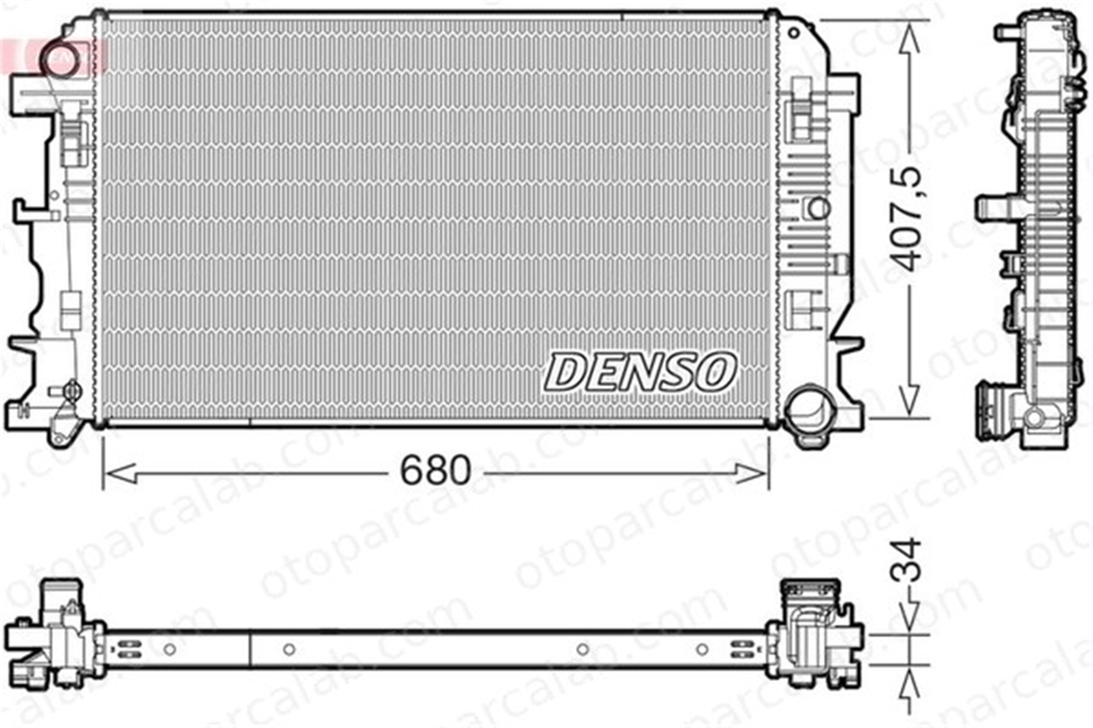 DENSO DRM17117 Su Radyatörü MERCEDES-BENZ SPRINTER 3,5-t Platform şasi SPRINTER 3,5-t Panelvan/Van DRM17117 9065000102