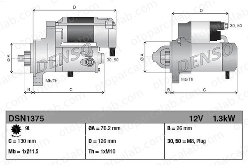 DENSO DSN1375 Marş Dinamosu BMW 3 3 Touring 12412354701 12412344243
