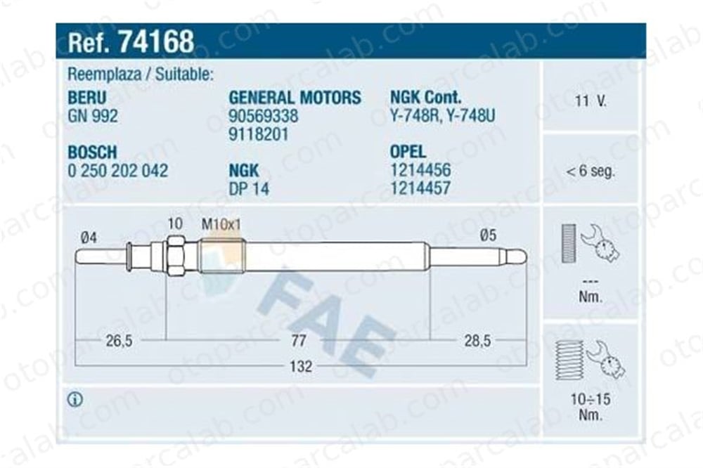 DODUCO 1056 Isıtma Bujisi OPEL ASTRA G Hatchback ASTRA G Sedan 1214457 12232248422