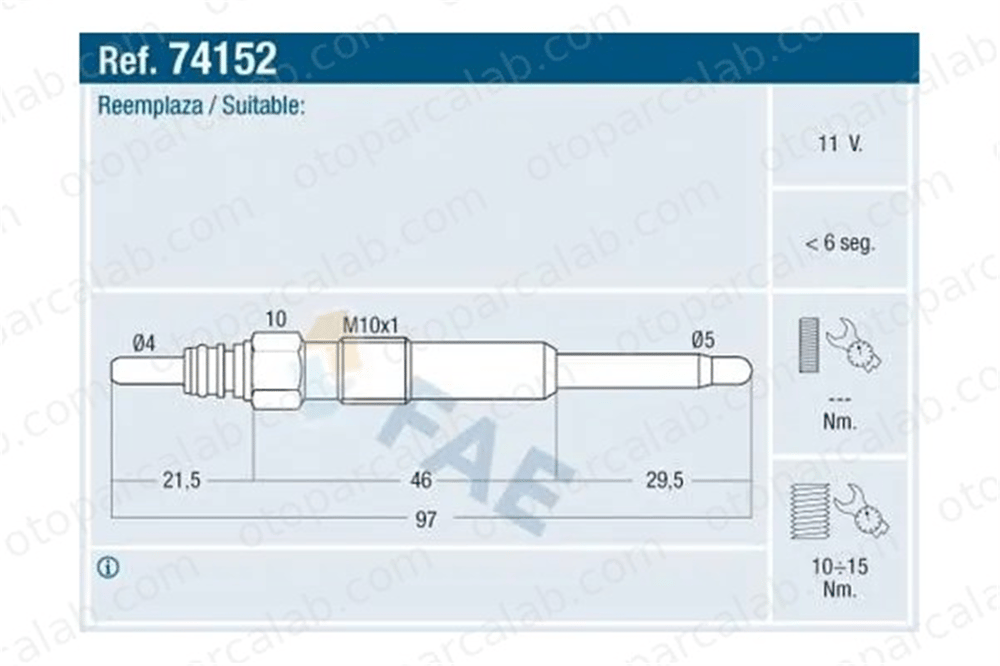 ET1 098 474 Isıtma Bujisi VW TRANSPORTER T5 Minibüs/Otobüs SEAT IBIZA III N10579202 60617002