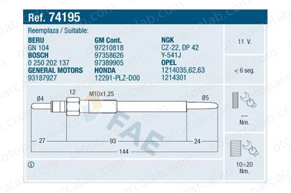 ET1 145 497 Isıtma Bujisi OPEL ASTRA H ASTRA H GTC 1214035 1214063