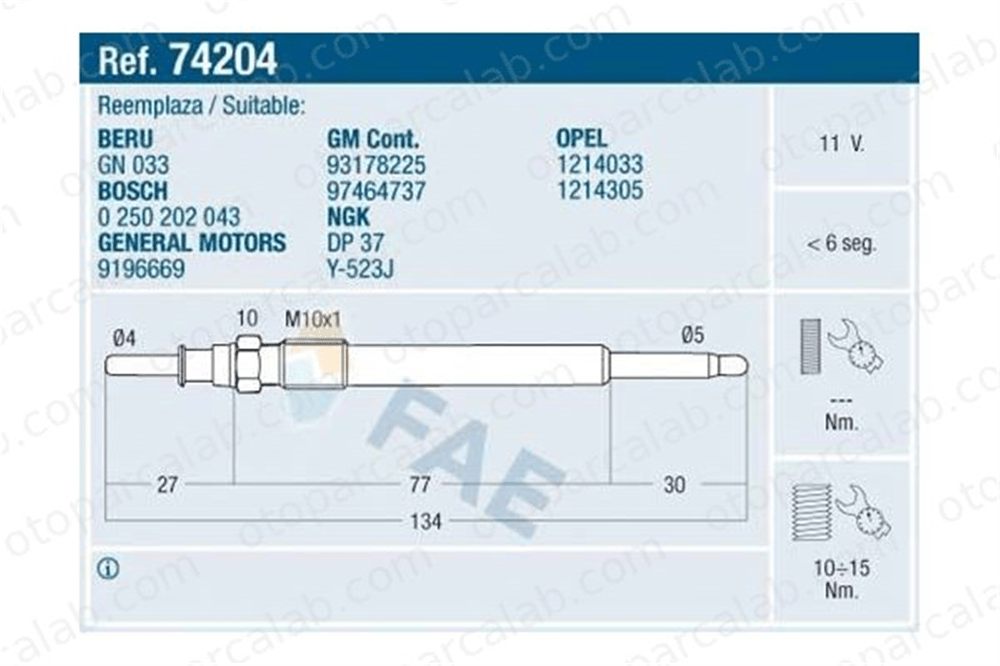 ET1 ET133370 Isıtma Bujisi ET1 OPEL ASTRA G Sedan ASTRA G Station wagon 12232248422 90569338