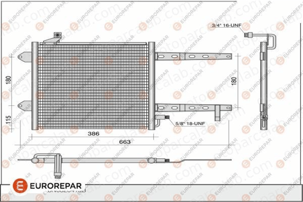EUROREPAR 1609635180 Klima Radyatörü VW POLO III LUPO I 1609635180 6N0820413A