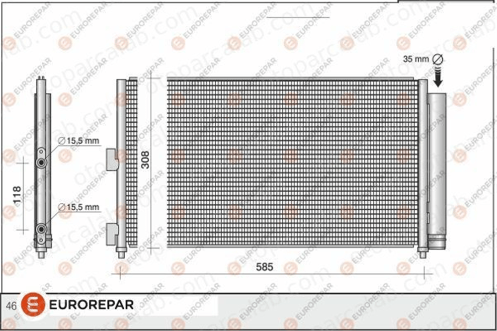 EUROREPAR 1610159380 Klima Radyatörü LANCIA YPSILON FIAT IDEA 1610159380 46820833