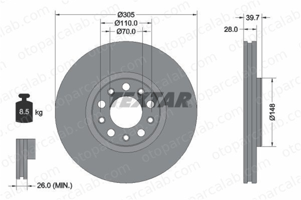 EUROREPAR 1681170480 Fren Disk Ayna Ön Sağ ve Sol FIAT 500X JEEP RENEGADE SUV 1681170480 51937304