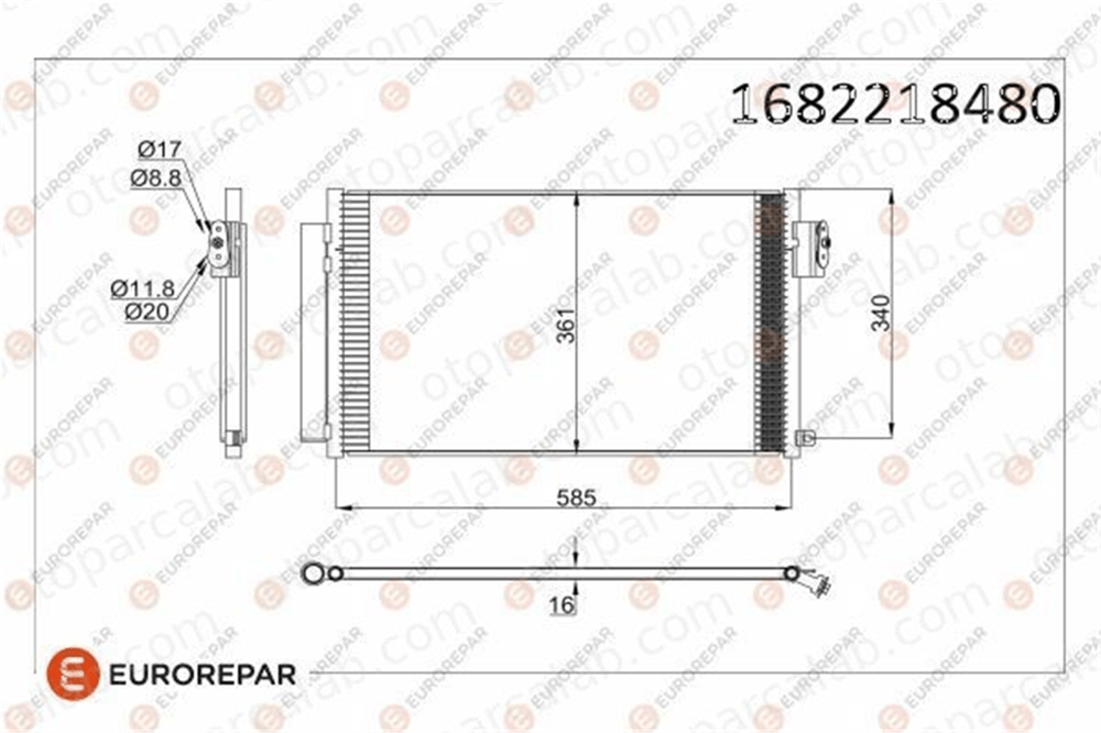 EUROREPAR 1682218480 Klima Radyatörü FIAT 500L TIPO Hatchback 1682218480 51887906