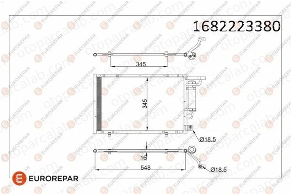 EUROREPAR 1682223380 Klima Radyatörü FORD FIESTA VI KA+ III 1682223380 1834039