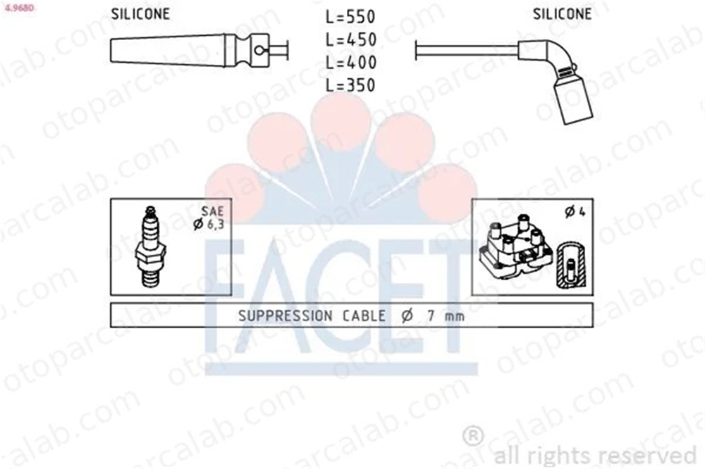 FACET 4.9680 Buji Kablosu CHEVROLET CRUZE DAEWOO NUBIRA Wagon 96497773 96211948