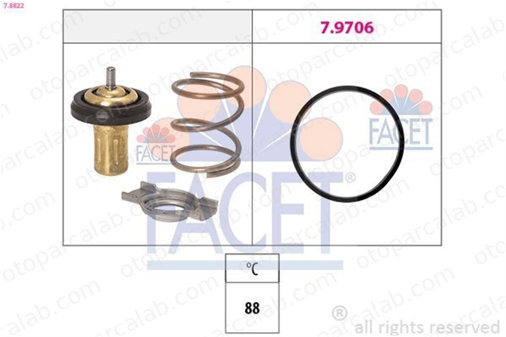 FACET 7.8822 Termostat 88 °C ALFA ROMEO GIULIETTA FIAT FREEMONT 68219747AA 55241970