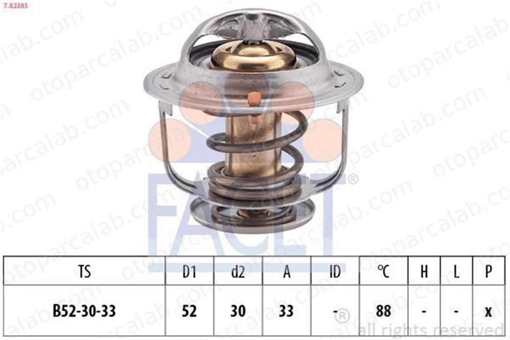 FACET 7.8238S Termostat 88 °C TOYOTA HILUX V Pick-up HIACE IV Minibüs/Otobüs 9091603043 9091603062