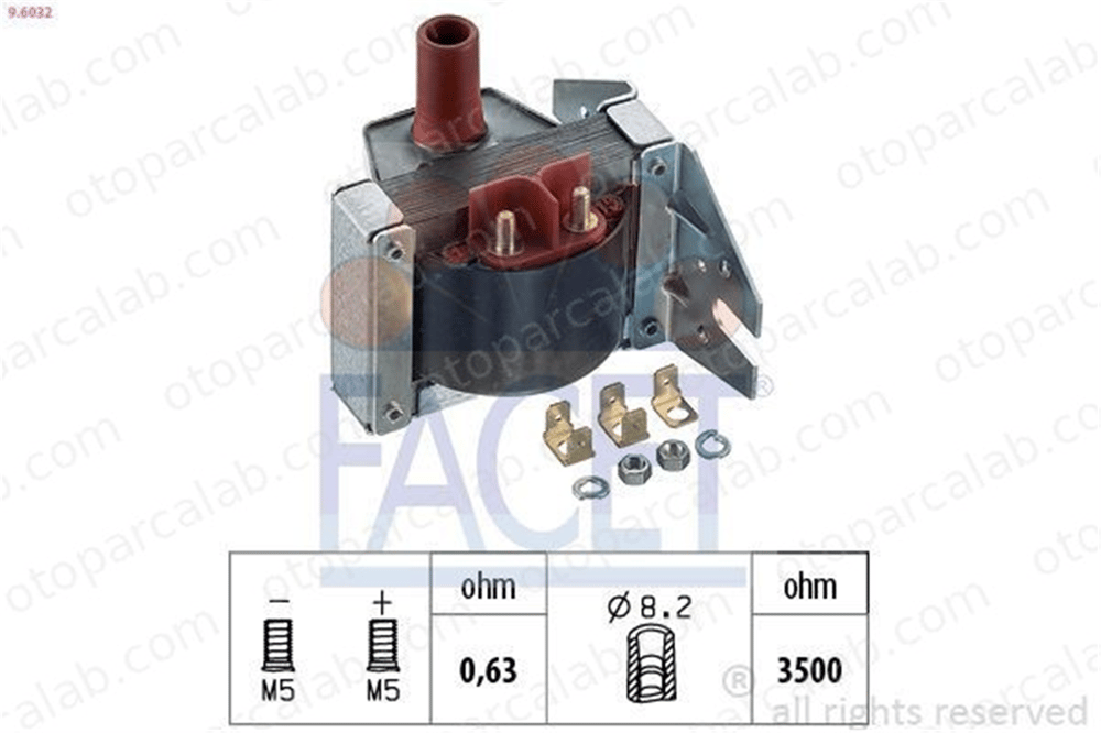 FACET 9.6032 Ateşleme Bobini VW GOLF I Cabriolet SCIROCCO 211905115B 211905115C
