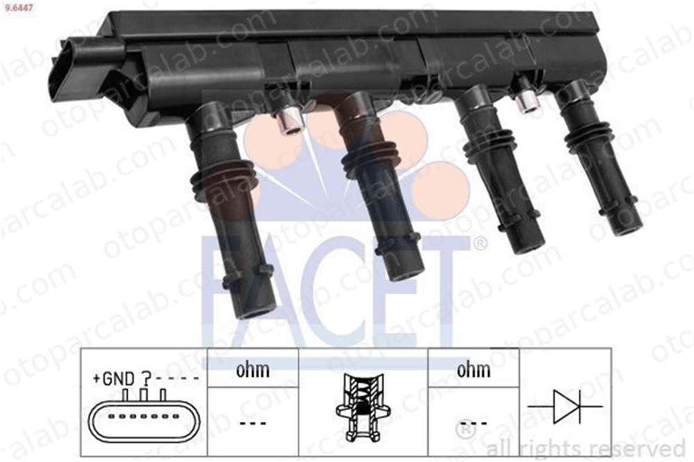 FACET 9.6447 Ateşleme Bobini OPEL CORSA D CORSA E 95528319 25195107