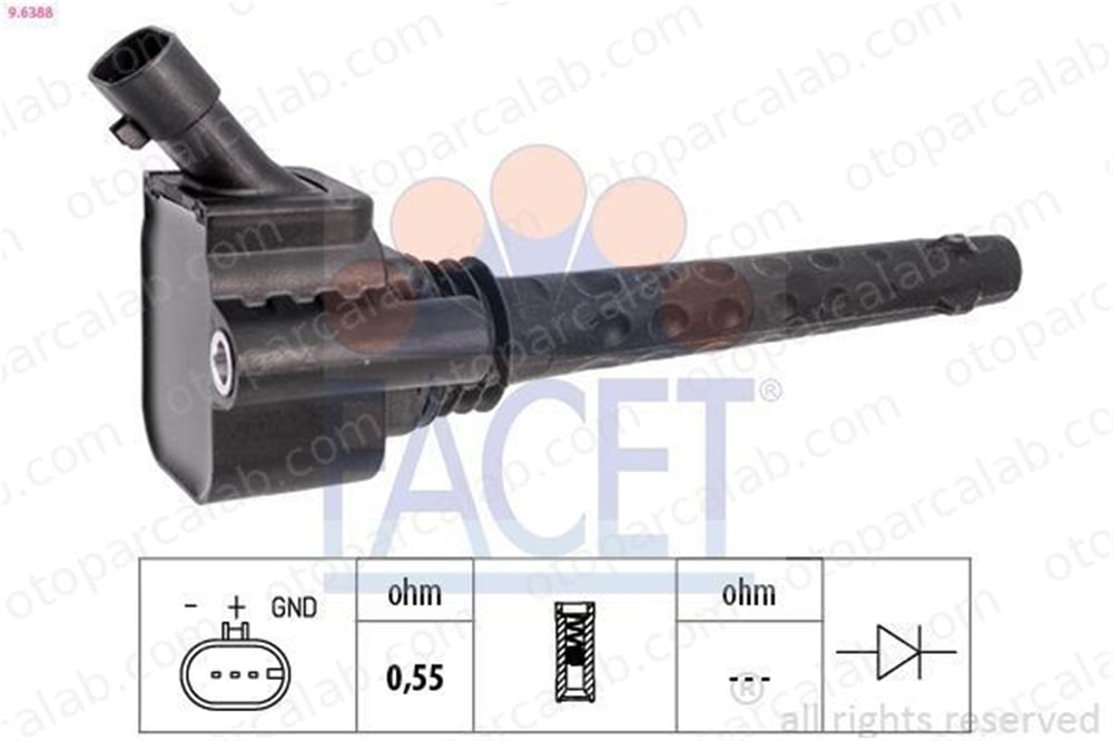 FACET 9.6388 Ateşleme Bobini ALFA ROMEO MITO ABARTH 500 / 595 / 695 55209603 55213613