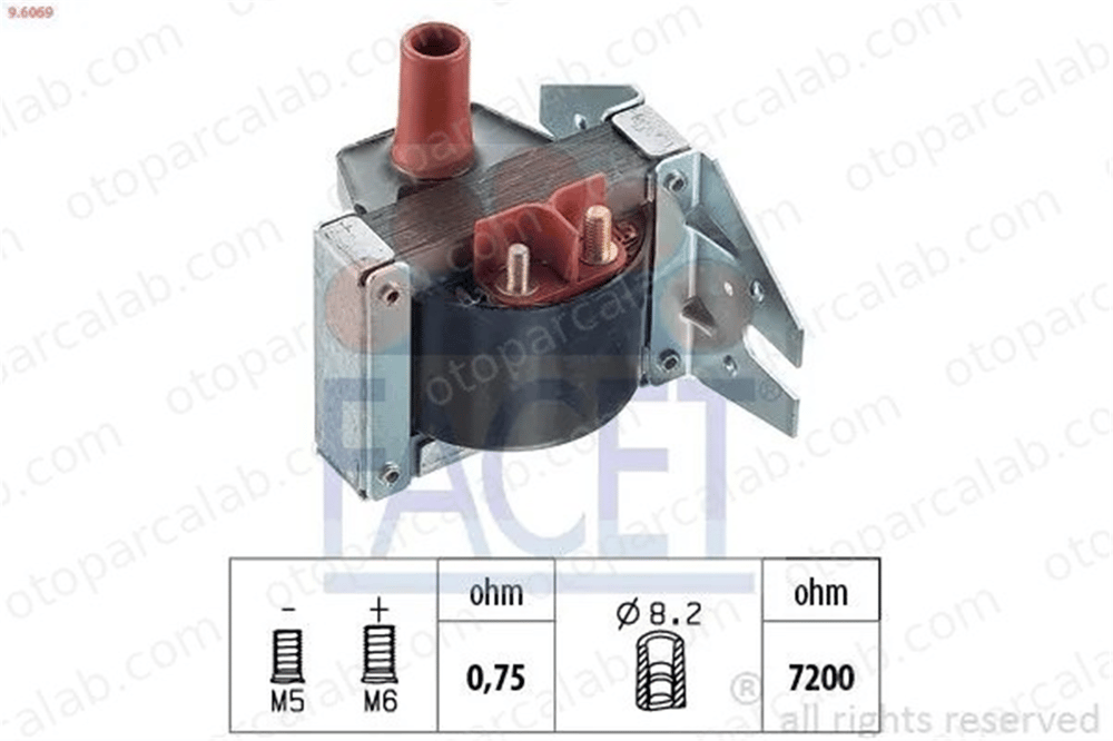 FACET 9.6069 Ateşleme Bobini FORD SCORPIO I TRANSIT Minibüs/Otobüs 1027283 6077429