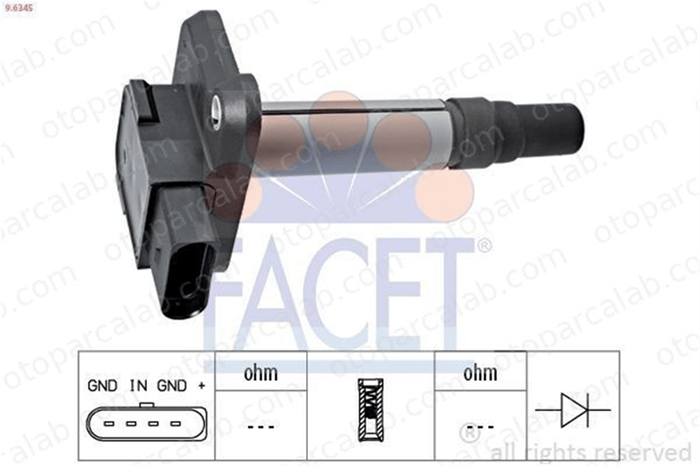 FACET 9.6345 Ateşleme Bobini AUDI A6 C5 Avant A3 6B905115 6B905115B