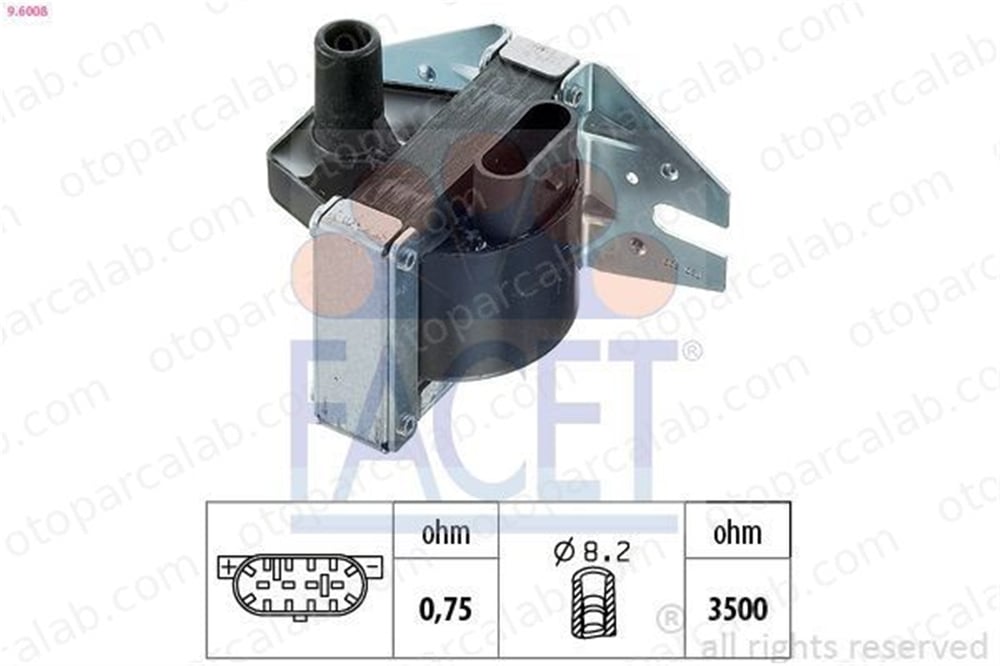 FACET 9.6008 Ateşleme Bobini FIAT UNO LANCIA Y10 7746154 7582152