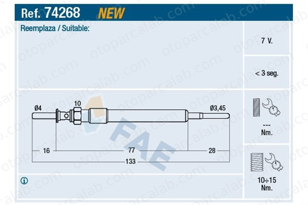 FAE 74268 Isıtma Bujisi BMW 1 3 7805255 12237803368