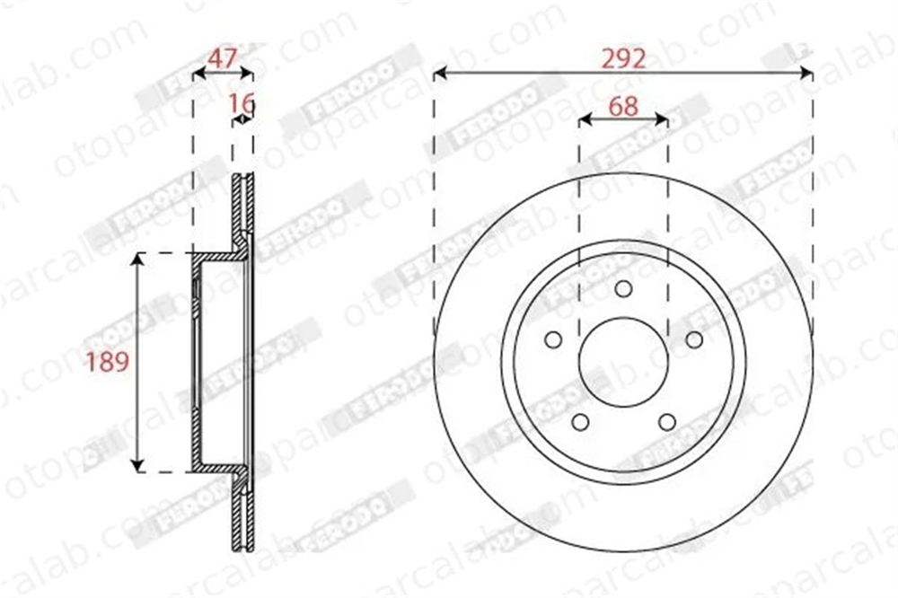 FERODO DDF2786C Fren Disk Ayna Arka Sağ ve Sol NISSAN X-TRAIL III MAN TGE Panelvan/Van 432064CE0A 2N0615301A