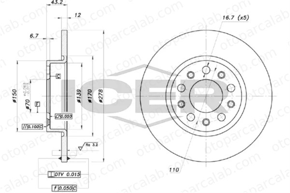 FIAT ORJINAL K68249842AA Fren Disk Ayna Arka Sağ ve Sol FIAT 500X ALFA ROMEO GIULIETTA K68249842AA 51767377