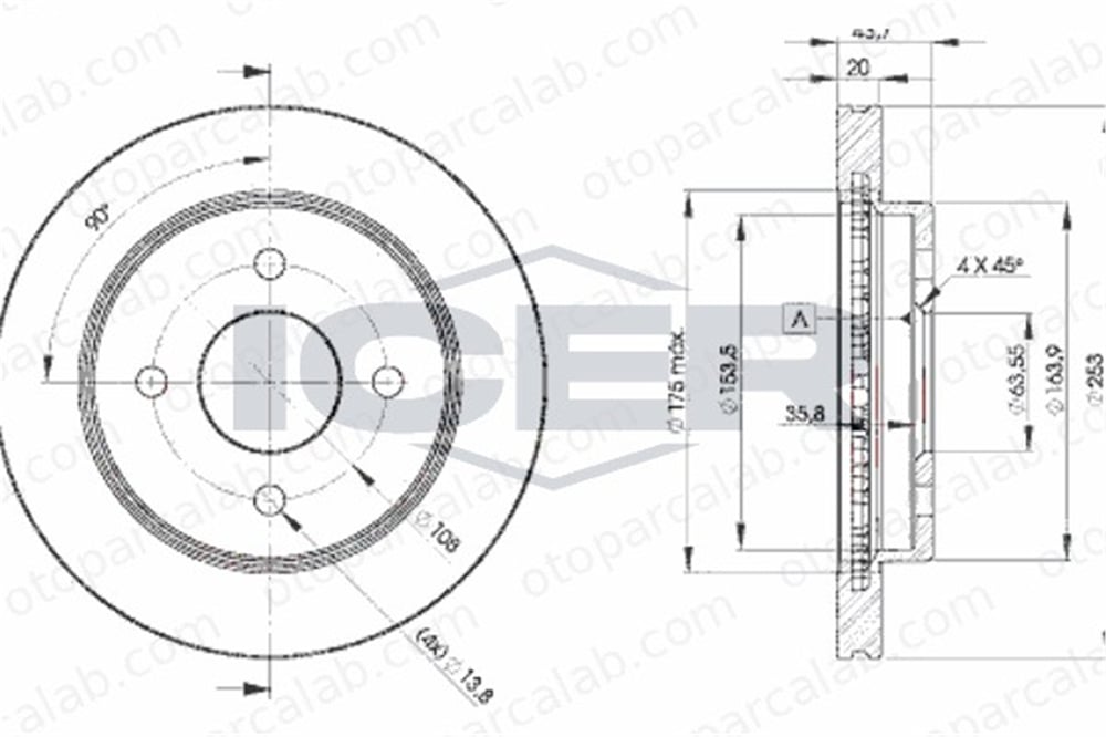 FORD ORJINAL 93BX2A315AD Fren Disk Ayna Arka Sağ ve Sol FORD MONDEO I MONDEO II 93BX2A315AD 5026786