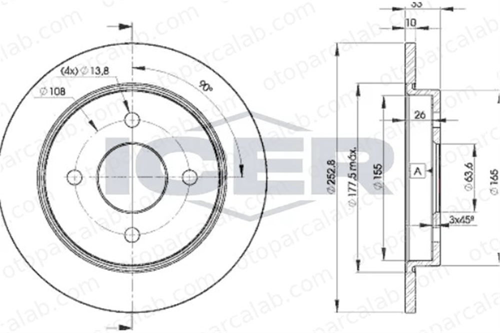 FORD ORJINAL C1BC2A315AA Fren Disk Ayna Arka Sağ ve Sol FORD FIESTA VI SIERRA II Turnier C1BC2A315AA 1073756