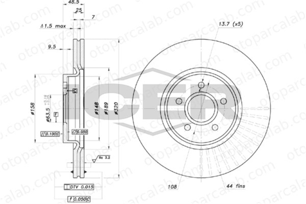FORD ORJINAL CV611125FA Fren Disk Ayna Ön Sağ ve Sol FORD KUGA II VOLVO V40 Hatchback CV611125FA 1724956