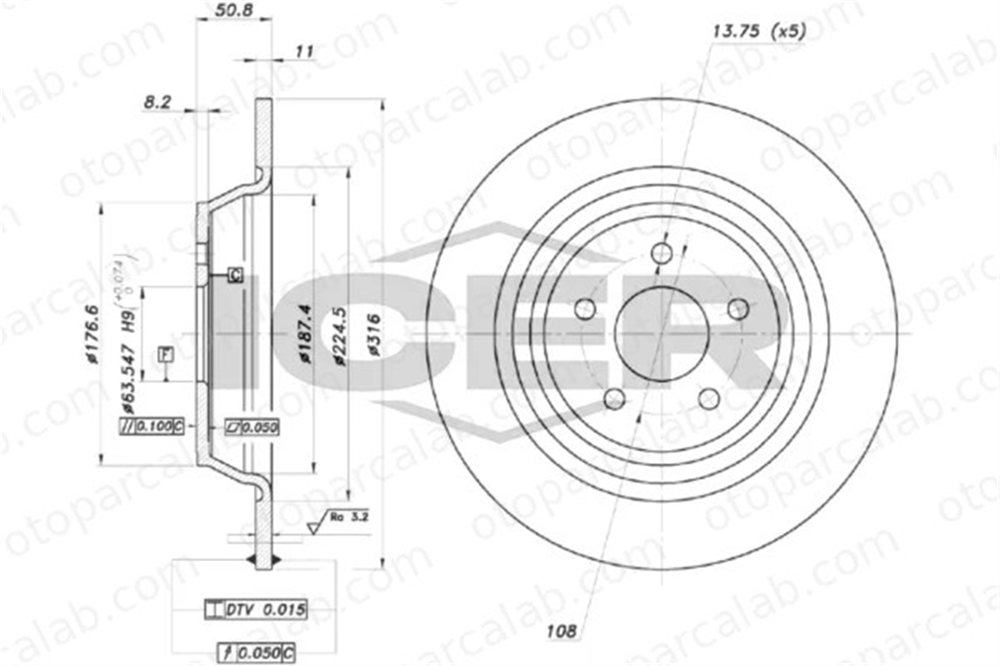 FORD ORJINAL GV612A315AA Fren Disk Ayna Arka Sağ ve Sol FORD KUGA II MONDEO V Turnier GV612A315AA 2007750
