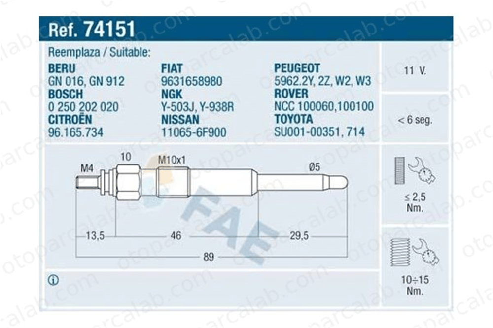 FROW 162.1904.028 Isıtma Bujisi CITROËN BERLINGO / BERLINGO FIRST MPV SAXO 9631658980 596069