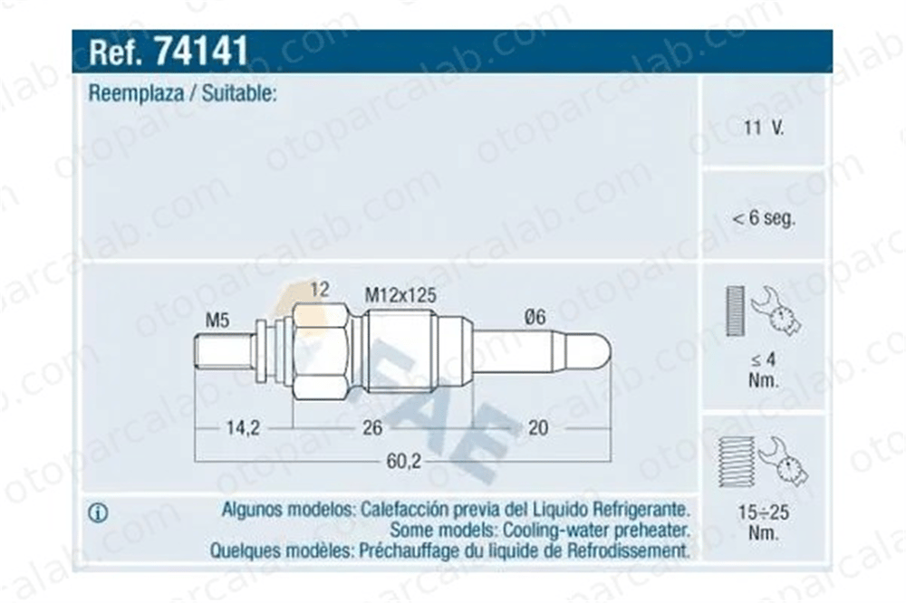 FROW 162.1904.043 Isıtma Bujisi VW LT 40-55 I Panelvan/Van AUDI A4 B5 N10213002 59621X