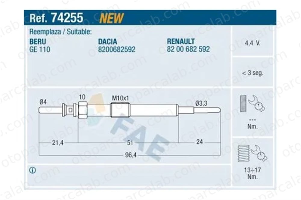 FROW 162.1904.005 Isıtma Bujisi RENAULT FLUENCE MEGANE III Coupe 8200682592 1106500Q0E