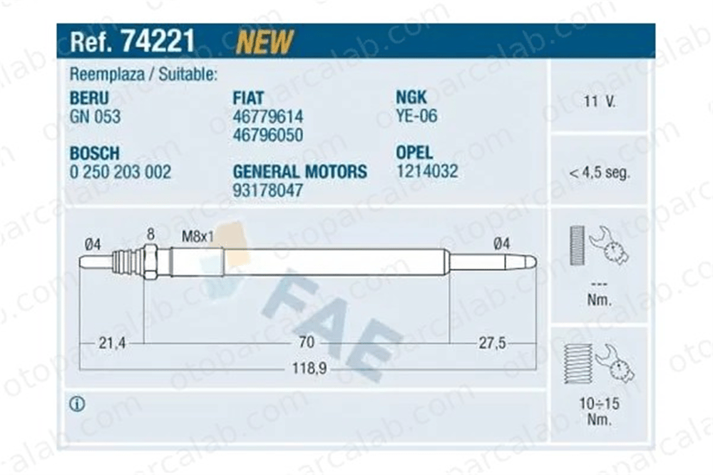 FROW 162.1904.009 Isıtma Bujisi FIAT PANDA LANCIA YPSILON 46796050 46779614