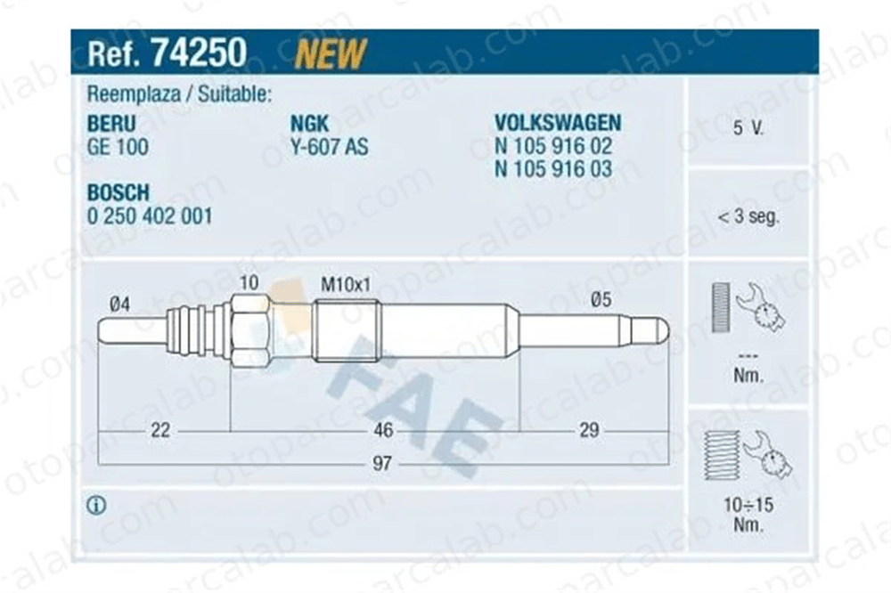 FROW 162.1904.013 Isıtma Bujisi VW GOLF V SKODA OCTAVIA II Combi N10591603 N10591602