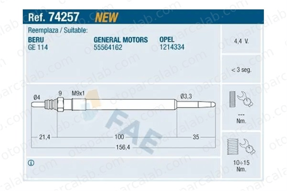 FROW 162.1904.007 Isıtma Bujisi OPEL INSIGNIA A INSIGNIA A Sedan 55200755 68147404AA