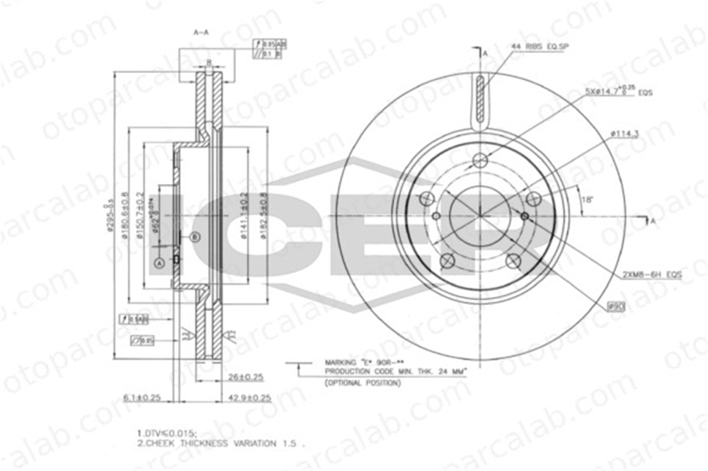 FROW 551.1101.059 Fren Disk Ayna Ön Sağ ve Sol TOYOTA COROLLA Verso AVENSIS 435120F010