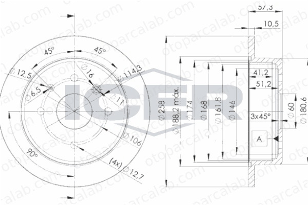 FROW 558.1102.001 Fren Disk Ayna Arka Sağ ve Sol CHEVROLET LACETTI LACETTI Station wagon 96549630