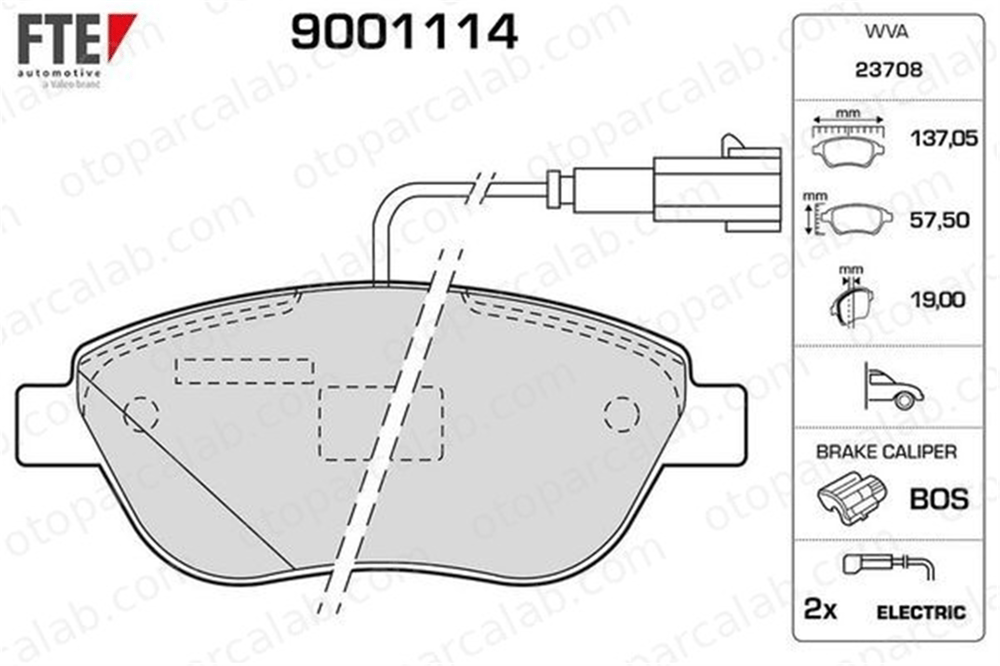 FTE 9001114 Fren Disk Balata Ön FIAT DOBLO Cargo PUNTO 77365468 5741585