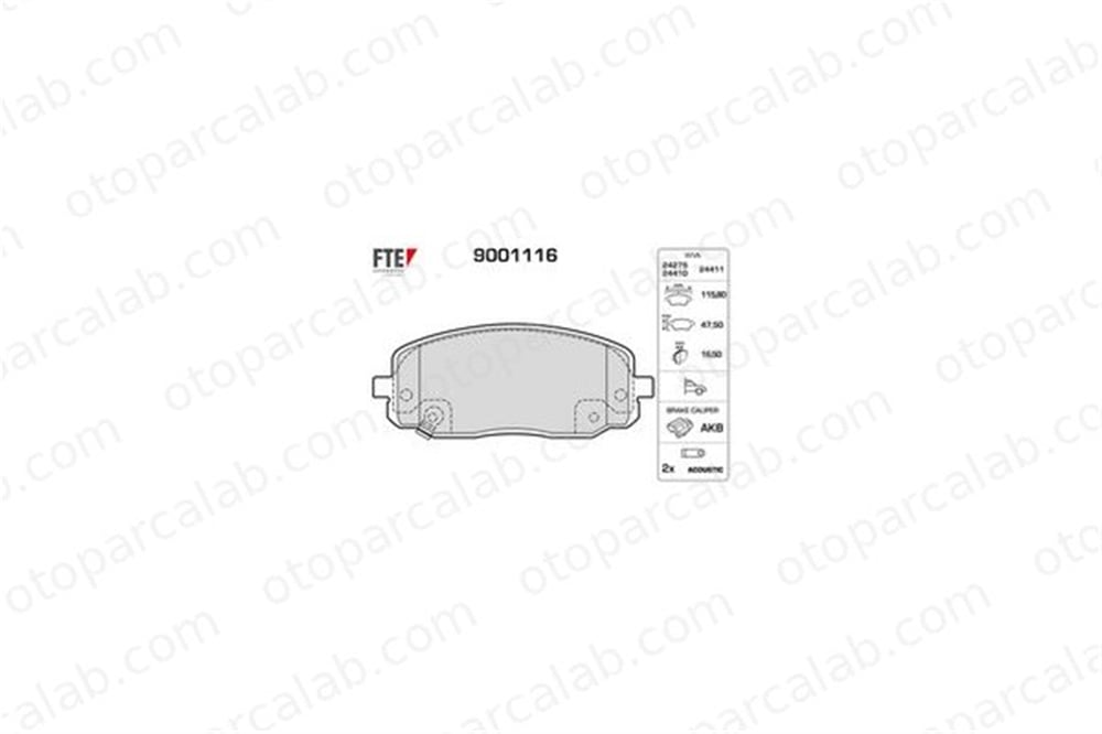 FTE 9001116 Fren Disk Balata Ön HYUNDAI i10 I KIA PICANTO I 581010XA01 581010XA10