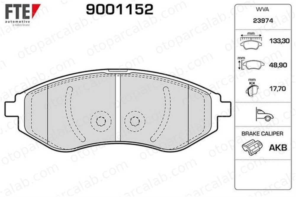 FTE 9001152 Fren Disk Balata Ön CHEVROLET AVEO / KALOS Hatchback AVEO / KALOS Sedan 94566892 96534653