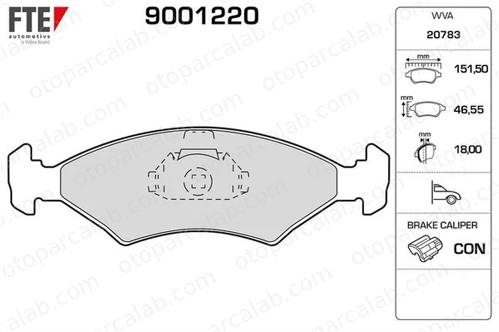 FTE 9001220 Fren Disk Balata Ön FORD SIERRA II SIERRA II Turnier 1030602 1010503